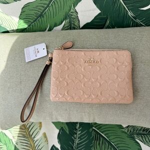 NWT - Coach Signature Embossed Leather Wristlet F52206